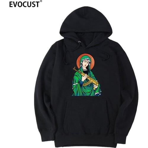 Blessed Virgin Mary Madonna Kalashnikov Gun 2019 men Hoodies Sweatshirts women unisex Combed Cotton