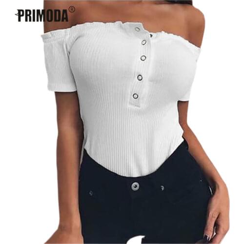 Off Shoulder Body Strapless Button Bodysuit V-Neck Romper Long Sleeve Top Girl Autumn Skinny Sexy Women Bodysuits Solid Overall