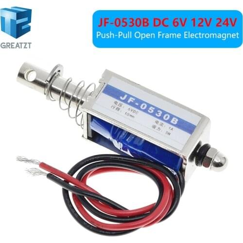 GREATZT JF-0530B DC 6V 12V 24V Push&Pull type Open Frame Electromagnet keepping Force 5N travel 10mm Linear Solenoid