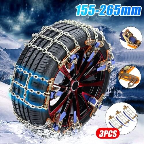 2PCS Universal Car Snow Chains Tyre Tire Wheel Anti-skid Chain Adjustable 155-265MM Wear-resistant Winter Ice Snow Mud Road Safe