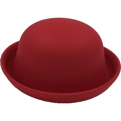 Ladies Blened Wool Felt Dome Fadoras Hat Bowler Derby Hat Boat Shape Brim Vintage Women Girls Bucket Hat For Woman Swanowing