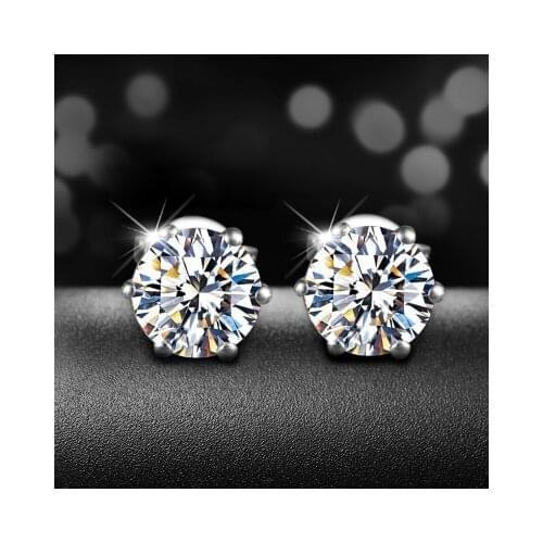 Only 925 Sterling Silver Round 8MM Stud Earrings for Women 2 Carat Earrings Wholesale Jewelry E01