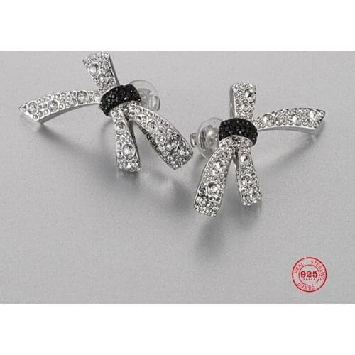 2020 Fashion Charm Sterling Silver Original 1:1 Copy, Bow Element Temperament Elegant Wild Earrings Women Luxury Jewelry Gifts