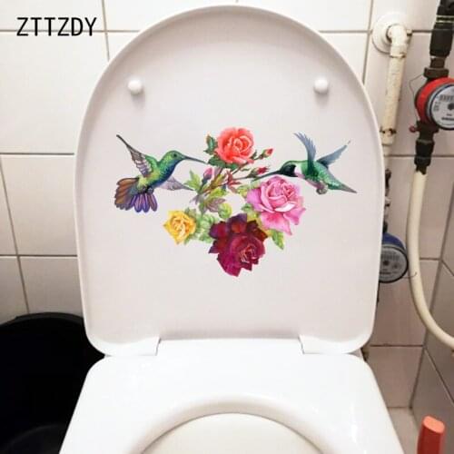 ZTTZDY 26.5CM×16.3CM Colored Roses Room Wall Decor Stickers Classic Pattern WC Toilet Accessories T2-0913