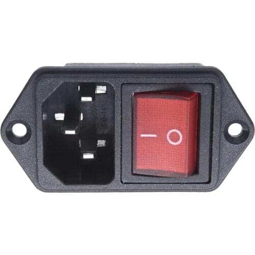 1pc AC power socket Double insurance card type plug socket With light 4pin Red LIght Switch Green Light Switch Black (NO Light)