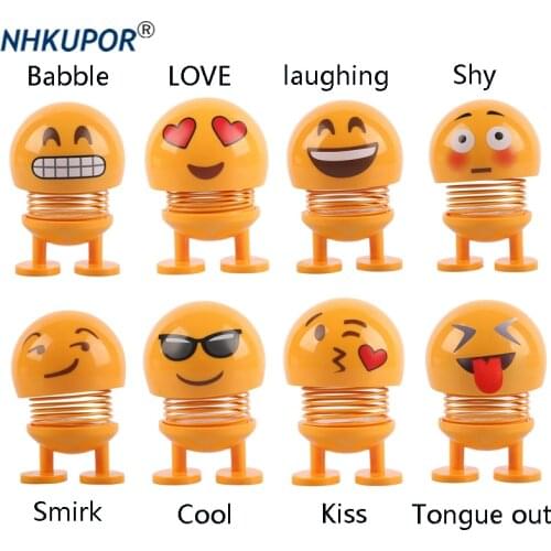 8pcs Facial Expression Ornaments Bobblehead Nod Dolls Cute Cartoon Funny Wobble Head Robot Lovely Car Dashboard Decoration
