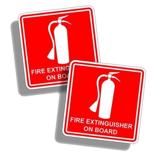 2 X Creative Fire Extinguisher on Board Car Sticker Warning PVC Decal,10cm*10cm
