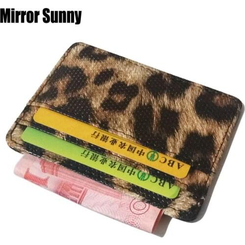 2020 Small Women Card Wallet Unisex Fashion Leopard Pattern Bank Credit Card Package Pack Coin Bag Card Holder With 6 Slots