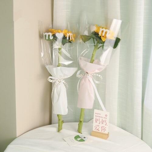 30pcs/lot Mothers Day Single Flower Wrapping Bags Waterproof Bouquet Florist Packaging Bags Material