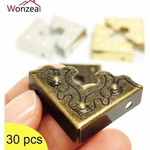 30Pcs 25mm Antique Furniture Metal Crafts Jewelry Box Corner Foot Wooden Case Corner Protector Decorative Hardware
