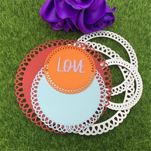 4pcs Round lace frame LOVE DIY Scrapbooking Decorative Embossing Handcraft Die Cutting Template Scrapbook embossing model