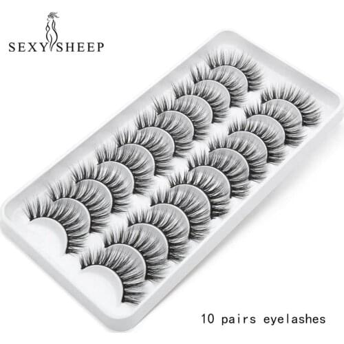 10 Pairs Handmade Faux Mink Lashes False Eyelashes Cross Dense Natural Eye Lashes Makeup Eyelashes Eyelash Extension Beauty Tool