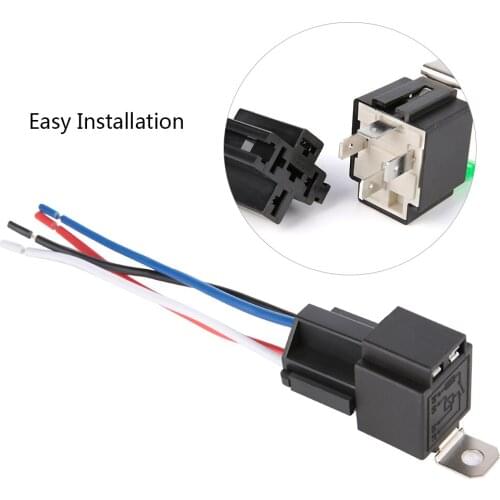 6pcs 12V 30A Car Fuse Relay Switch Harness Set SPST 4-Pin 14 AWG Hot Wires Switch Relay Blade Fuse Relay Switch