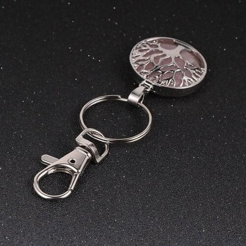 7 Chakra Tree Of Life Key Chain Natural Stone Beads Yoga Healing Keychain Bag Charm Car Key Ring Lobster Clasp Key Hook Chain