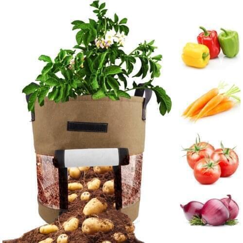 8 Gallons Thickened Nonwoven Fabric Potato Plant Pots Bag Plant Grow Bags