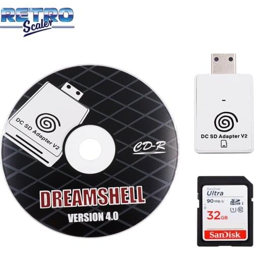 RetroScaler SD Card Reader Adapter+CD with DreamShell_Boot_Loader for DC Dreamcast Game Console+32GB SD Card with DC games