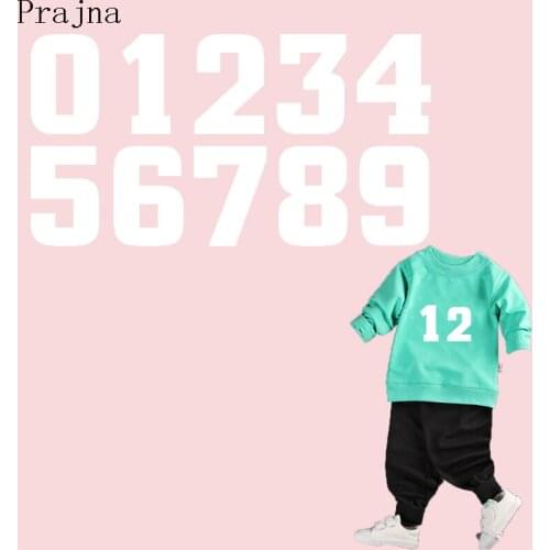 Prajna White Arab Number Iron On Transfer For Clothing Applique Vinyl Heat Thermal Transfers Sticker Stripe On Clothes Washable