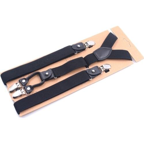 Black Suspenders Men Classic Pants Strap Y Back Casual Retro Trouser Braces 4 Clips Elastic Male Suspender Belt 115cm*2.5cm