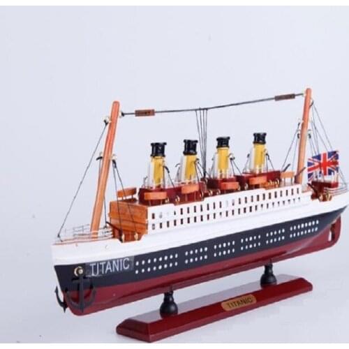 35-100CM Wooden Titanic Cruise Ship Model with LED Lights Decoration Wood Sailing Boat Craft Creative Home Living Room Decor