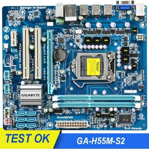 GIGABYTE GA-H55M-S2 Used Desktop Motherboard H55 Socket LGA 1156 i3 i5 i7 DDR3 8G SATA-II Micro-ATX Mainboard H55M-S2 PC
