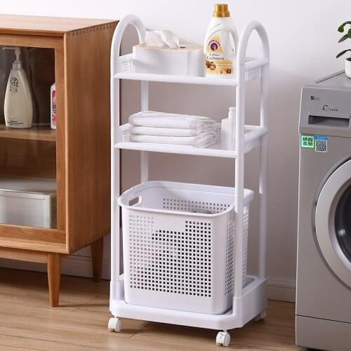 Home large hamper laundry basket bathroom clothes storage basket multi-layer universal wheel rack sundries organizer mx10231400