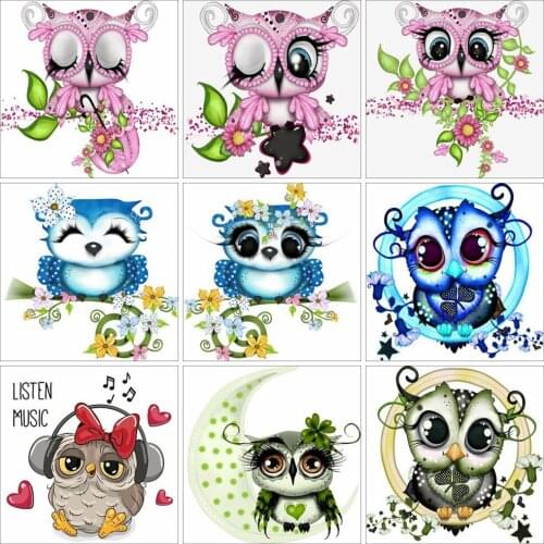 EverShine DIY Diamond Painting Owl Cross Stitch Diamond Embroidery Cartoon Picture Rhinestones Mosaic Kits Handmade Hobby Gift