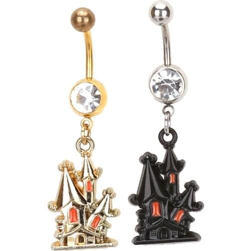 New navel nail Christmas Castle navel ring body piercing jewelry inlay drill navel nail Navel button wholesale