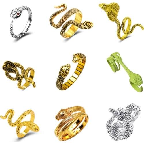 Retro Punk Snake Ring for Men Women Exaggerated Antique Siver Color Fashion Personality Stereoscopic Opening Adjustable Rings