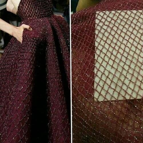 Beautiful French net style SYJ-3323-3 African Net Lace Fabric with beads (5yards/lot) High quality