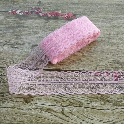Beautiful! 10 yards 45mm Pink net embroidery lace Bilateral DIY jewelry, clothing, wedding, floral accessories