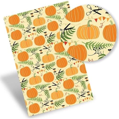 IBOWS Faux Leather Sheets Autumn Theme Synthetic Leather Printed Vinyl Fabric DIY HandBags Bow making Supplies 22*30cm/pc 0.8mm