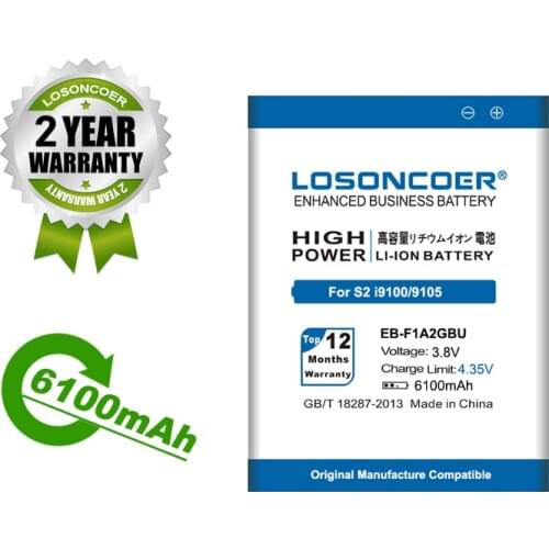 LOSONCOER Battery 5950mAh EB-F1A2GBU Battery For SAMSUNG Galaxy S2 i9100g i9103 i9105 i9108 i9050 i9188 S II i9100 9100