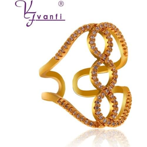 Fashion Rings for Women Double Cross X Shape Ring Zirconia Micro Paved 18kGold/Rhodium Plated Jewelry Ring for Party