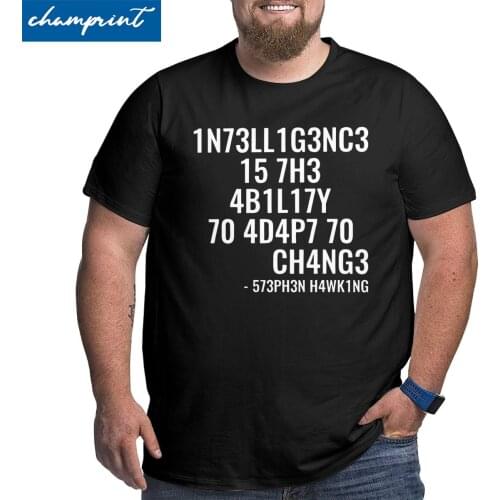 Men Intelligence T Shirts Intelligence is The Ability to Adapt to Change Clothing Big Tall Tee Shirt Big Size 5XL 6XL T-Shirts