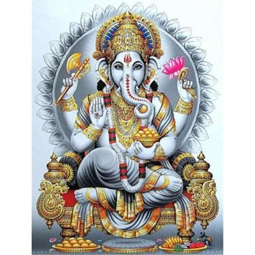 Buddha India Ganesha Printed Canvas 11CT Cross Stitch DIY Embroidery Kit DMC Threads Craft Knitting Painting Handmade Decor