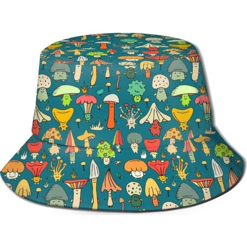 NOISYDESIGNS Mushroom Printing Bucket Hat Women Outdoor Activities Travel Fishermans Hat Sun Basin Bucket Hat Mujer Bonnet