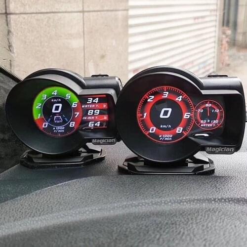 Newest Magician OBD2 F835 Head Up Display Car Digital Boost Gauge Voltage Speed Meter Water Temp Alarm Oil English version