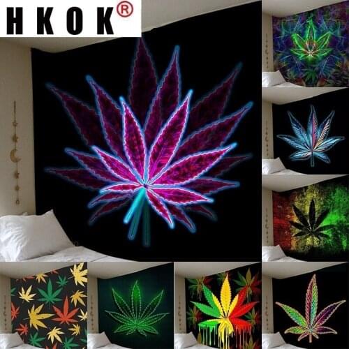 HKOK New 3D Print Colorful Maple Leaf Wall Hanging Tapestry Bedroom Modern Home Decor Living Room Wall Art Tapestry Tapiz 8 Size