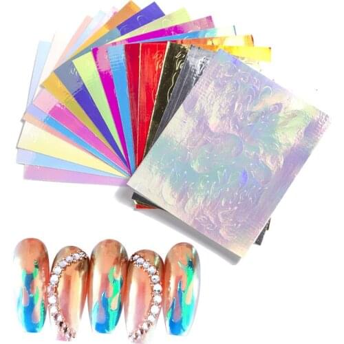 16sheet/lot Mix color 2019 New Arrival Multicolor Nail Art Fire Stickers Professional Nail Decorations For UV Acrylic Nails