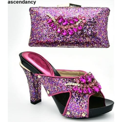 New Arrival Italian Shoe and Bag Set for Party In Women Shoes and Bag Set African Sets 2019 Nigerian Party Pumps Slip on Shoes