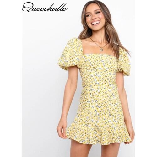 Желтые летние платья QUEECHALLE China At AliExpress