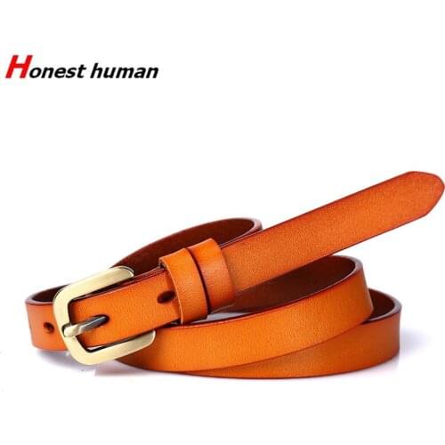 New style hot selling ladies genuine leather belt cowhide retro pin buckle womens casual pants jeans thin belt Ceinture femme