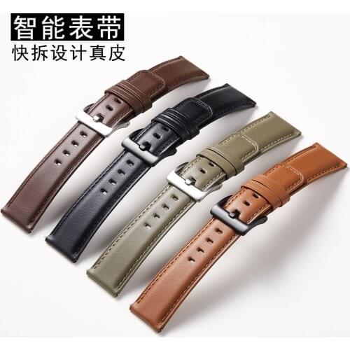Watchbands for Samsung Huawei Smart Watch Accessories Genuine Leather Quick Release Watch Bracelet Chain Watch Strap Watch Belt