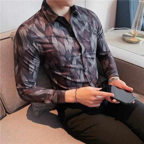 Autumn Floral Mens Shirt Long Sleeve Casual Shirt Male Business Social Formal Dress Shirts High Quality Streetwear Men Clothing