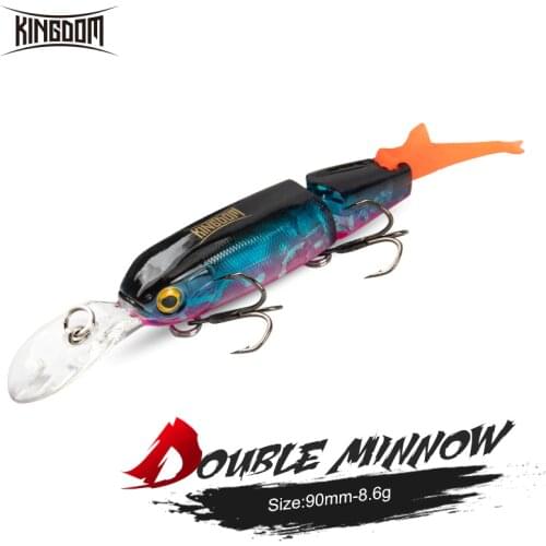 Kingdom Minnow Fishing Lures 8.6g 90mm Two Sections Wobblers Artificial Hard Baits With Soft Tails Swimbaits pesca Lure Tackles