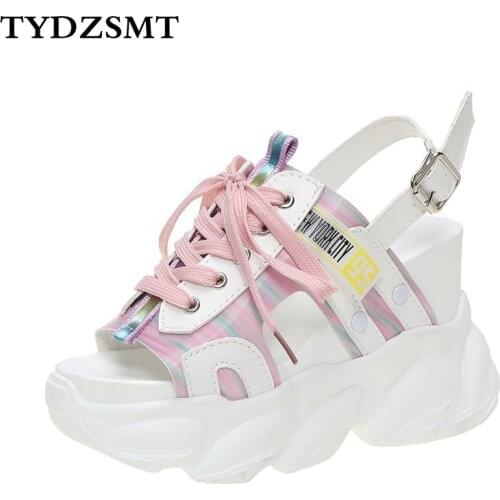 TYDZSMT Platform Sandals Women 2021 New Summer Chunky High Heels Female Wedges Shoes for Women Fish Toe White Sandalia Feminina