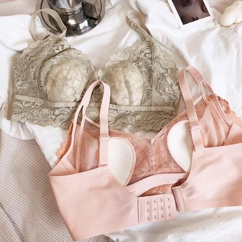 Sexy lace ice silk seamless breathable lingerie collection of milk to gather jelly bar crystal cup underwear bra