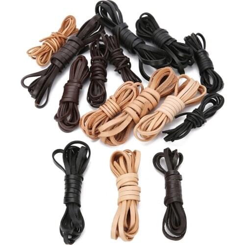 2meter Natural Genuine Flat Leather Necklace Cord Thread 2mm 3mm 4mm 6mm 8mm Bracelet Rope String Diy Accessories for Jewelry