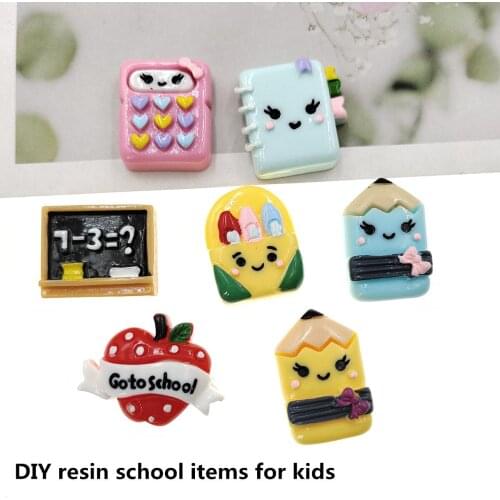 20pcs/lot DIY flat back resin school items charm fashion jewellery charm pendant for kids accessories