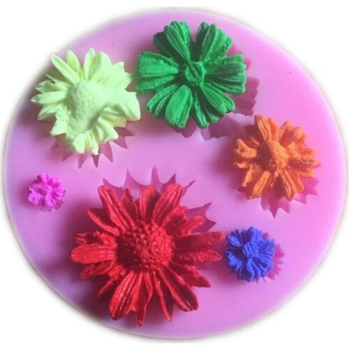 DIY Baking Sun Flower Shape Silicone Mould 3D Flower Mold for Fondant Cake Decorating Chocolate Sugarcraft